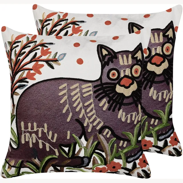 Beliani PHUSRO - Sierkussen set van 2 - Multicolor - 50 x 50 cm - Katoen Meerkleurig