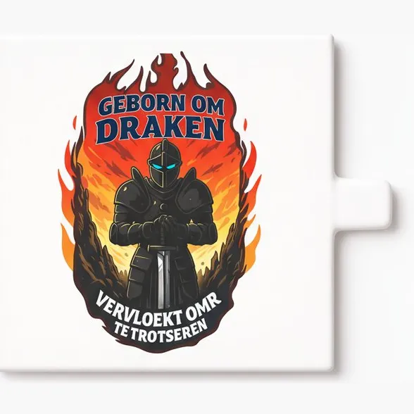 Bedruk King Geboren om Draken te Rijden Tegel – Grappig Biker Draak Design – Trotse Motorrijder Keramische Decoratieve Tegel Cadeau Wit