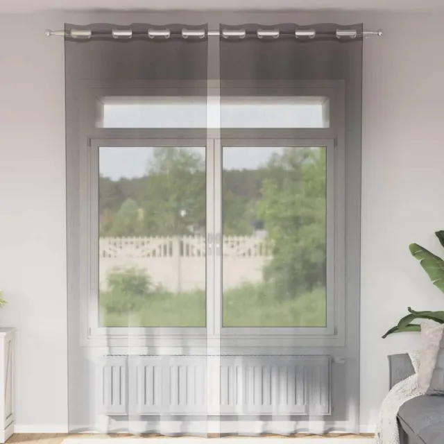 vidaXL Gordijnen voile met doorvoertules 2 st 140x300 cm donkergrijs