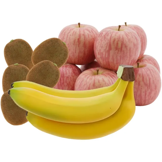 Bellatio Design Kunstfruit - fruitschaal decoratie set - bananen - appels - kiwi's - fruit Lichtgroen