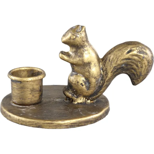 PTMD COLLECTION PTMD Amby Gold metal diningcandle holder squirrel round - set van 3 Goud