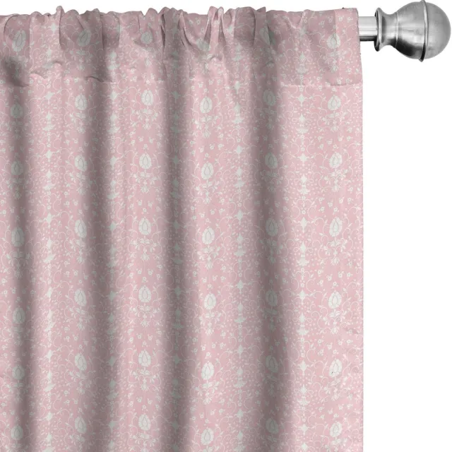 ABAKUHAUS Gordijnen – 2-delige set 75x175 cm – Microvezel, halfverduisterend, lichtroze/wit Hellroze