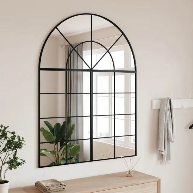 vidaXL Wandspiegel boog 100x130 cm ijzer zwart