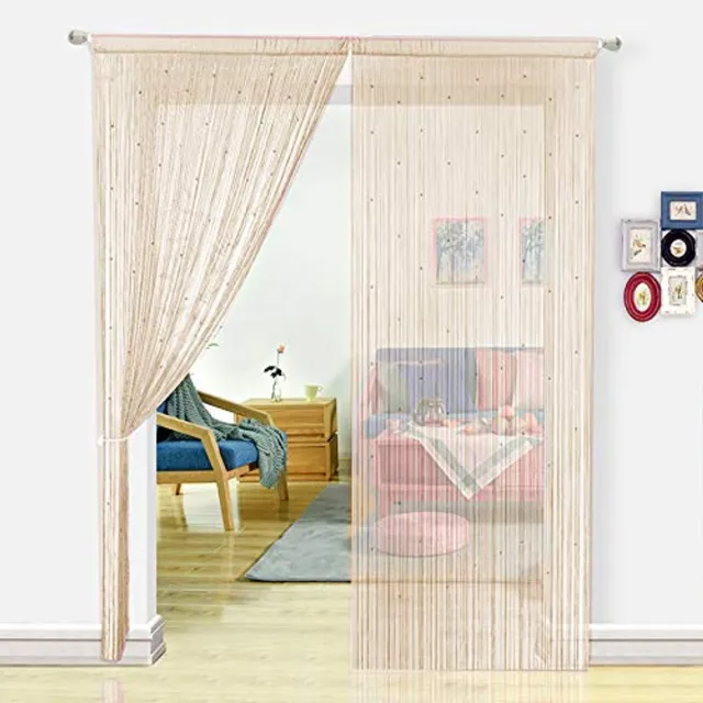 Unyqoos Decoratief Kralengordijn voor Woonkamer, Deurvenster en Ruimteverdeler met Veelzijdige Kleuropties 2,45L x 0,9B beige