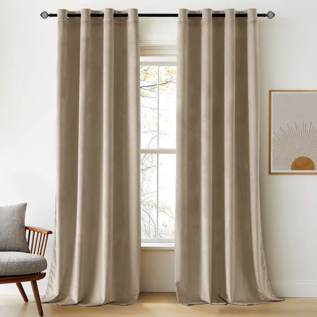 Unyqoos Elegant Fluwelen Verduisteringsgordijnen met Luxe Glans voor Stijlvolle Interieurs, Geluidsisolatie en Privacy beige