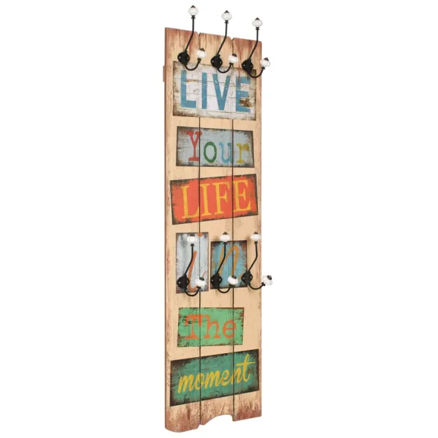 vidaXL Wandkapstok met 6 haken LIVE LIFE 120x40 cm Meerkleurig
