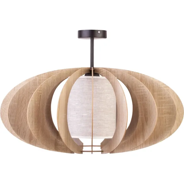 Licht Erlebnisse Licht-Erlebnisse - Tariro - Plafonnière - E27 - van - Metaal hout stof - in - Zwart eiken beige Zwart|eiken|beige