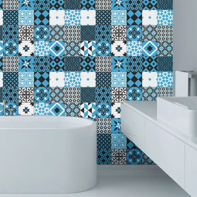 Ambiance Sticker Zelfklevende tegelmuurstickers voor keuken en badkamer - 24 tegelstickers, Azulejos Ranjita-patroon - 24 stickers, 20x20 cm Multi color