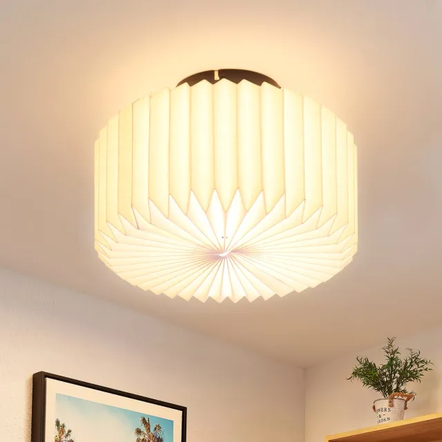 NETTLIFE Plafondlamp - 1xG9 - wit Plafonnière - vintage Keukenlamp - met papieren Lampenkap - max.40W - industrieel Ganglamp - voor Woonkamer | Keuken | Slaapkamer | Eetkamer - Zonder Lamp