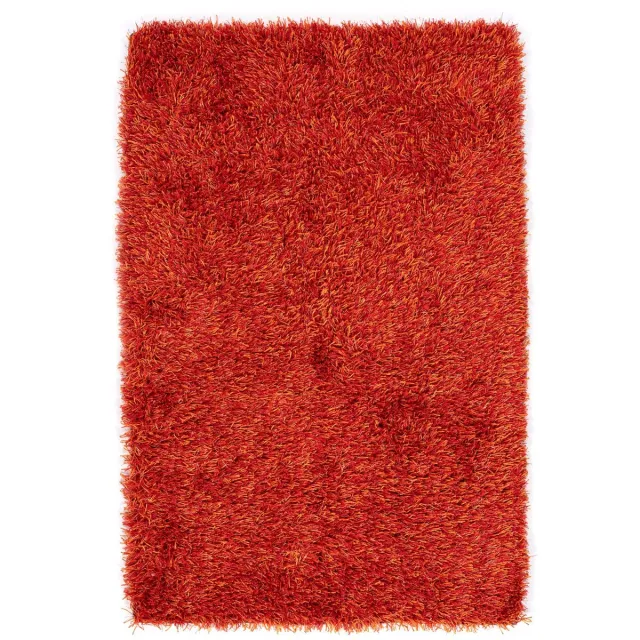 Padiro pluizig hoogpolig vloerkleed 120 x 180 cm - terracotta - modern effen ontwerp - met franjes - voor vloerverwarming - van polyester, modacryl en katoen oranje