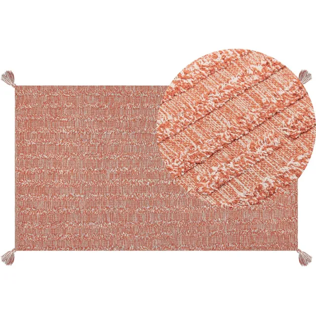 Beliani MUGLA - Laagpolig vloerkleed - Oranje - 80 x 150 cm - Katoen