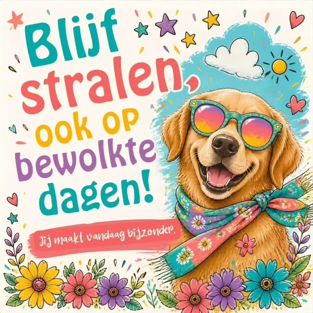 Radey's Keramische tegel "Blijf stralen ook op bewolkte dagen"- 15x15 cm - grappige tegel - spreuktegel - decoratie tegel divers