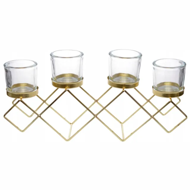 Ewax Gouden Metalen Kandelaar 35cm - Stijlvol en Modern