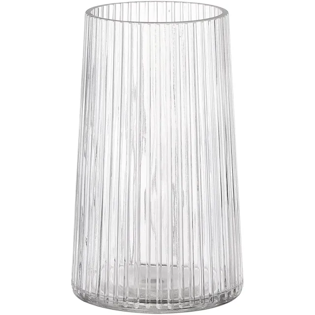 Unyqoos Moderne geribbelde glazen vaas voor bloemen en decoratie in huis, 20cm transparant