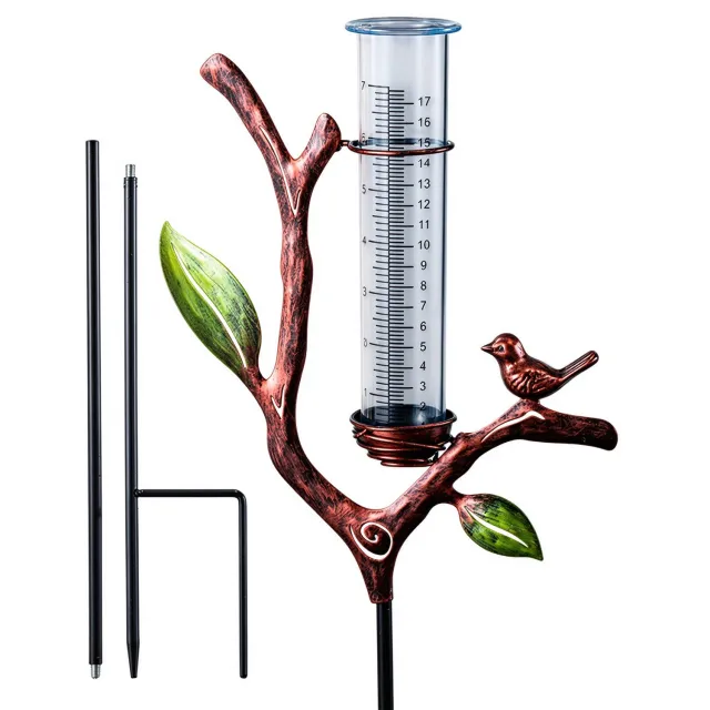 Lifhelpe Metalen regenmeter voor buiten 71 cm hoog decoratieve tak - Voor het meten van neerslag - Praktisch tuinaccessoire voor tuinonderhoud en buiten decoratie