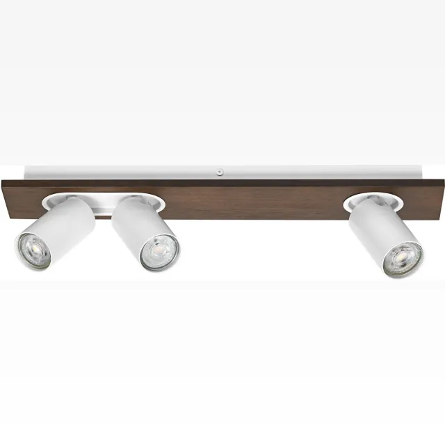 Osram DECOR SPOT MERCURY, 3 x 3,4W, 690lm, hout-look, wit, spot, verstelbare koppen, veelzijdig gebruik, interieurspot, vervangbare ledlampen, warm witte lichtkleur, GU10 Wit|Houtdecor