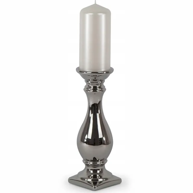 Anlux Grote zilveren kerstboomkandelaar van keramiek - Elegant Cadeau