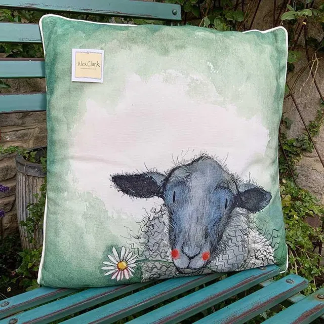 Alex Clark Art Sierkussen - Sunshine Sheep ~ Schaap - 45 Cm X 45 Cm Design