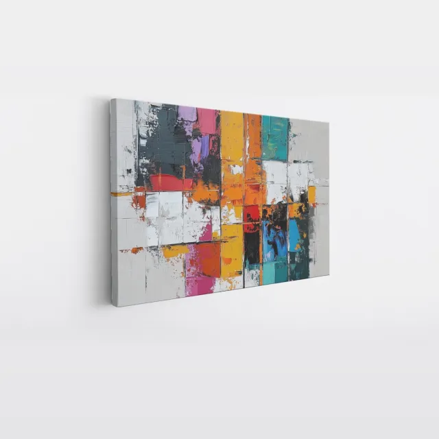 Saammp Canvas Schilderij - Kleurrijk patroon - Abstract kunstwerk - 120x80 - Foto op canvas - Wanddecoratie - Muurdecoratie Woonkamer - Slaapkamer decoratie - Canvas Print Multicolor