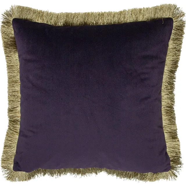 Mars & More sierkussen fluweel - paars met gouden franjes - 45 x 45 cm