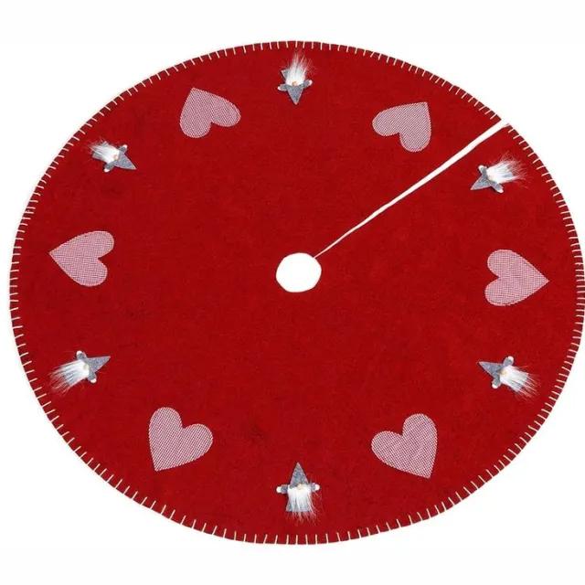 Heitmann Deco Kerstboomrok / Kerstboomkleed - 100 x 100 cm - rood-wit geruite harten en de grijze kabouters
