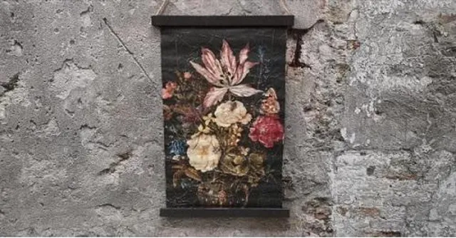ZoeZo Design Wandkleed - veldboeket - bloemen - L 100 x Br 80 cm multi op zwarte ondergrond