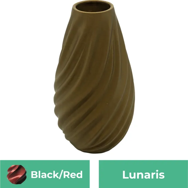Lovora Lunaris moderne vaas – Decoratieve vaas - Zwart / Rood - 3d geprinte vaas – geschikt voor droogbloemen - 34CM