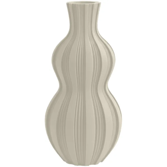 Layvo JORIK Vaas - Crème - D12 x H25 cm - droogbloemen vaas - moderne vaas - gerecycled plastic