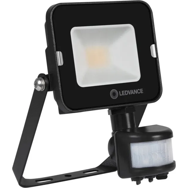 LEDVANCE LED Breedstraler Compact Zwart 10W 1000lm 100D - 840 Koel Wit | IP65 - Symmetrisch - Bewegings- en lichtsensor