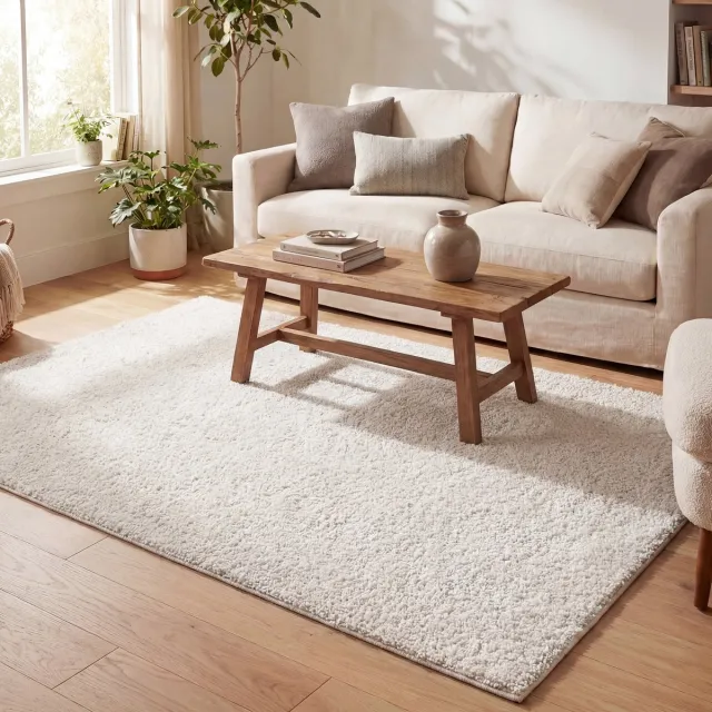NATURL. Hoogpolig vloerkleed - Lofty Creme/Wit - 120x170cm Crème