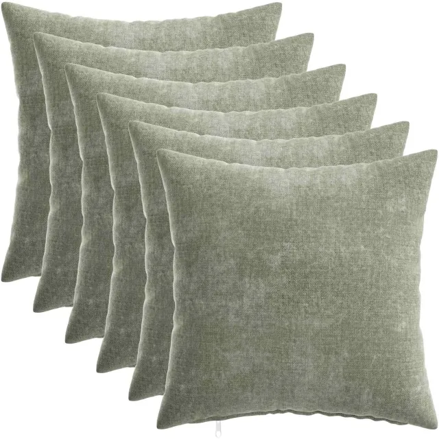 vidaXL Dekenkussen - 6 - st - HEERLEN - Groen - 35 - x - 35 - cm - Chenille - Stof