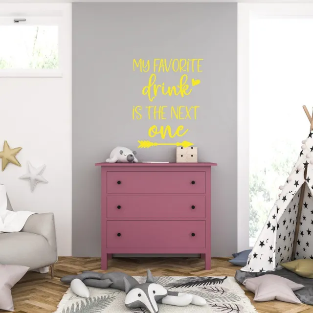 MC Living Muursticker - My Favorite Drink - 58 x 73 - Geel