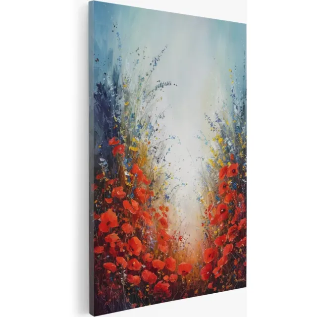 Saammp Canvas Schilderij - rode rozen - Abstract - Natuur - Bloemen - 30x40 - Foto op canvas - Wanddecoratie - Muurdecoratie Woonkamer - Kantoor Decoratie Multicolor