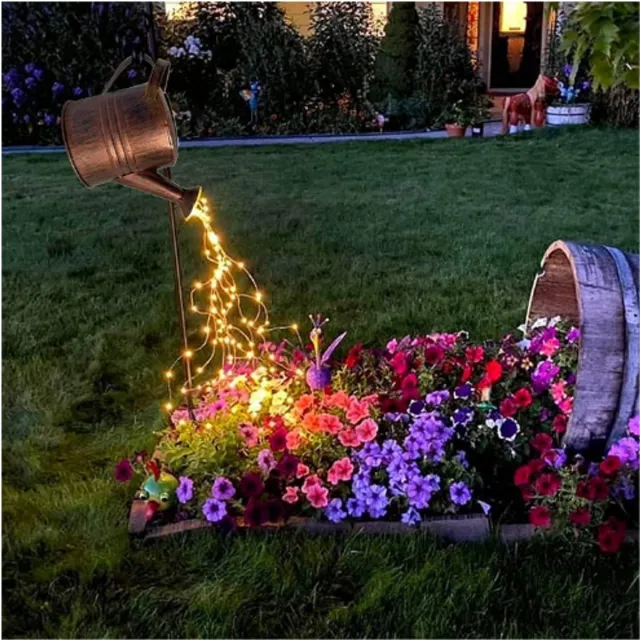 BOG Solar Gieterverlichting - Waterdichte Tuindecoratie - Koperen Buitensculpturen - Elfenlichtjes Met Sterretjes - Decoratieve Lamp Om In De Tuin Op Te Hangen - Energieklasse A++ WIT