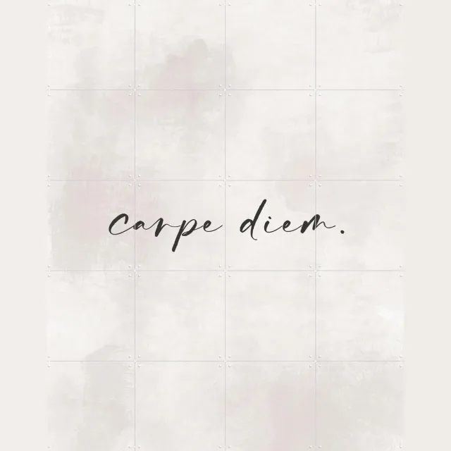 IXXI Seize The Moment, Treechild & Various - 80 x 100 cm - Grote wanddecoratie en posters - Typografie, Minimalisme, Modern, Woonkamer, Studeerkamer Wit / Beige / Grijs