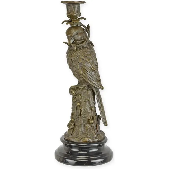Baakman Papegaai - Bronzen beeld - kandelaar - 31 cm hoog Brons en grijs
