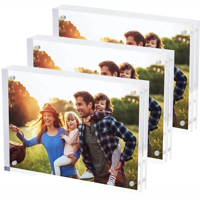 Unyqoos Set van drie magnetische en frameloze acrylfotolijsten met helder display Transparant