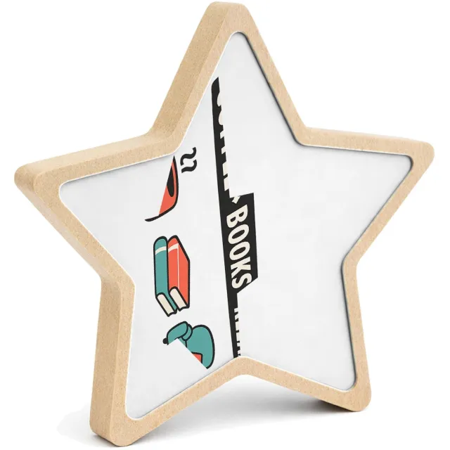 Mr Cadeautjes MDF fotolijst ster 14 x 13,5 - design Drie-onderdelen grapcompositie met een losse hoofdafkorting | cadeau Wit