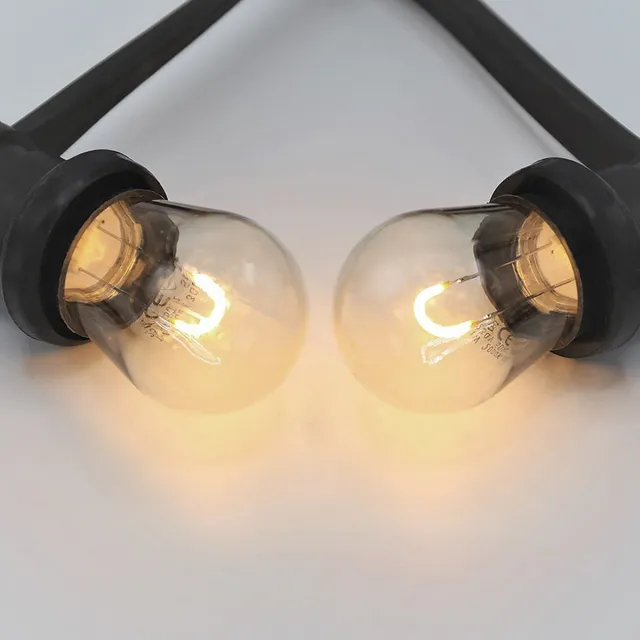 LumenXL lichtsnoer voor buiten 100 meter 100 fittingen - 1 watt 2000K U-vorm LED filament lampen - IP44 dimmer