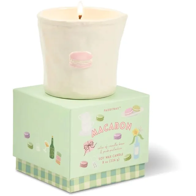Paddywax Geurkaars Bistro Macaron - keramiek 227 gr. gebroken wit