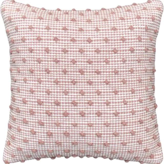 Urbane Hide Kussenhoes | Kussenhoesjes | Sierkussen | 45x45 cm | Rooster Geweven | Katoen | Wit met roze | Zonder binnenkussen
