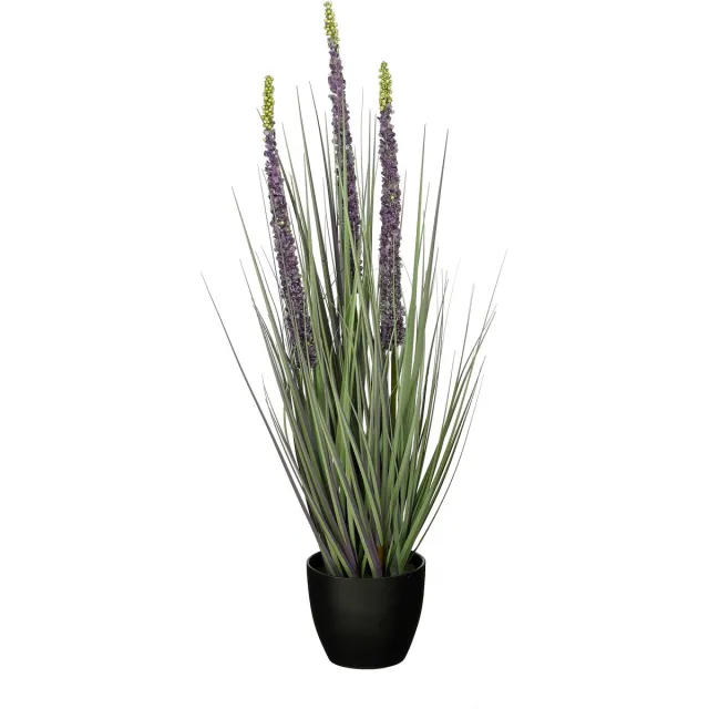Mica Decorations Eremurus – Kunstgras in Pot – Realistische Nepplant Woondecoratie – Kunstplanten voor Binnen en Buiten – H80 x Ø25 cm – Groen, Paars