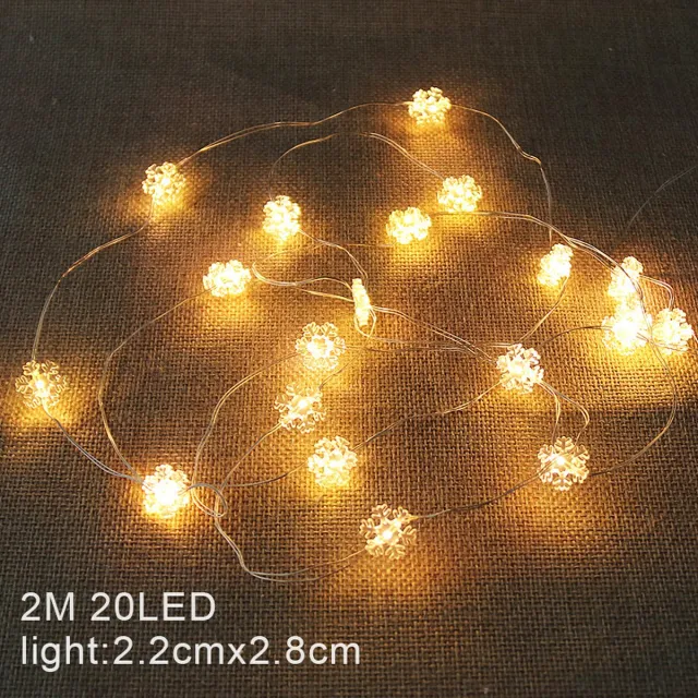 Wondersathome Ledlampjes Sneeuwvlokjes Led lampjes - kerstlampjes - Kerstverlichting - 20 warm wit lampjes - 2 meter - lichtsnoer - sfeerverlichting - draadverlichting - Winter - Wintersfeer