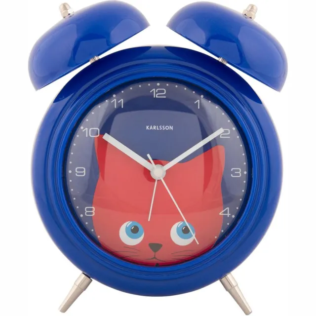 Karlsson Wekker Peekaboo Cat - Blauw - 15.2x6.5x18.2cm - Scandinavisch - Wekker voor slaapkamer - Wekkers
