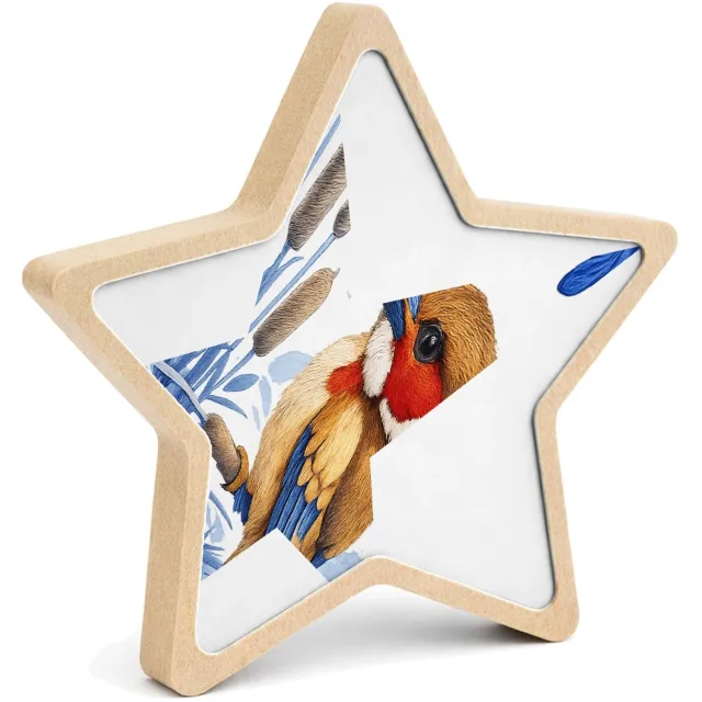 Mr Cadeautjes MDF fotolijst ster 14 x 13,5 - design Elegante zeedier-illustratie met porseleinen rand | cadeau Wit