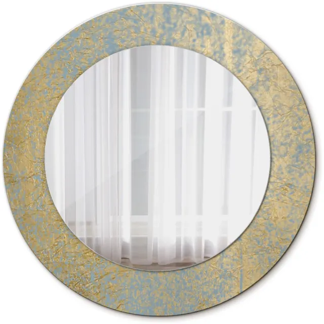 TULUP Spiegel - Spiegel op gehard Glas - Ronde Spiegel - Loftpatroon - Diameter: 50 cm - Gele - Inloopkastspiegel – Badkamerspiegel - Toiletspiegel - Spiegel met decoratief motief - Stijlvolle Spiegel - Luxe Spiegel - Spiegel Met Haken Geel Loftpatroon