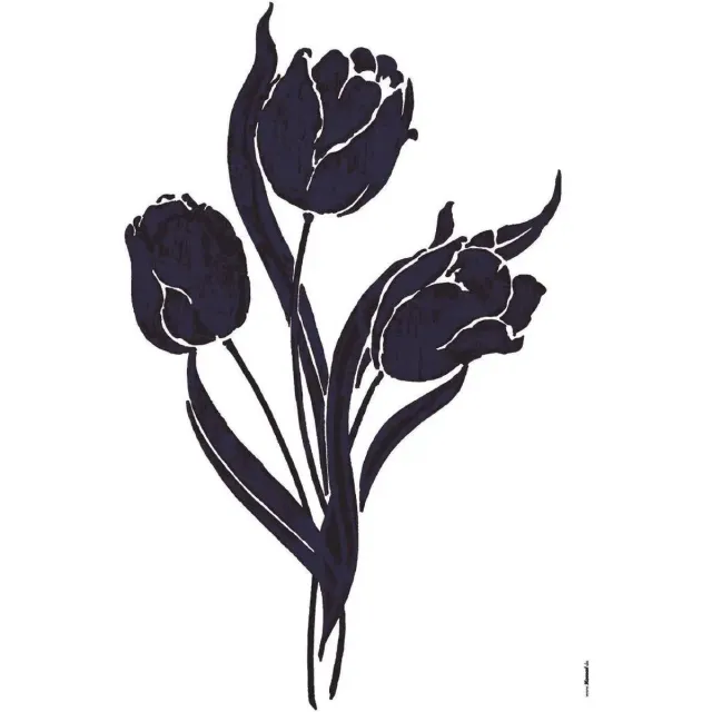 Komar Muursticker - Tulp - Bloemen - Zelfklevend - Muurdecoratie - Stickers - 50 x 70 cm Zwart