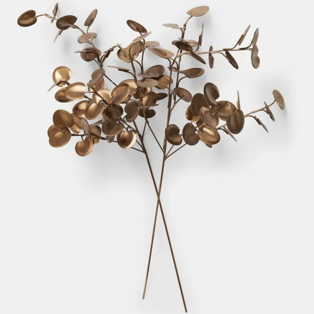 Loberon Decoratieve bloem set van 2 Velmora antiekmessing