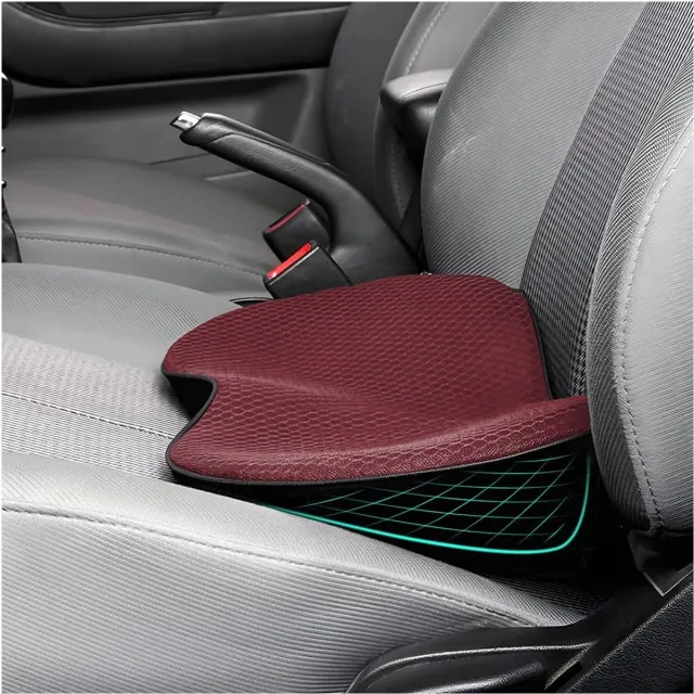 Daity Autostoelkussen - traagschuim automatisch wigvormig zitkussen - comfortabele verlichting van lage rug en staartbeen ischias autostoelkussen - ademend antislip orthopedisch ondersteuningskussen - unisex (rood)