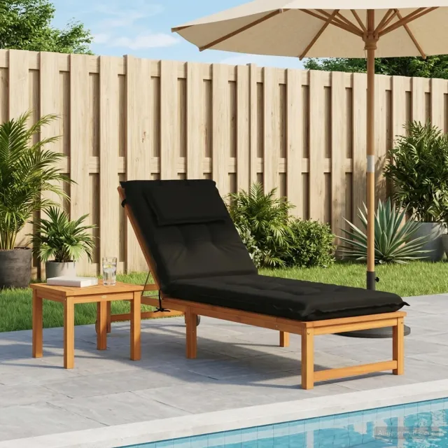 vidaXL Ligstoel Kussen GEMERT 100% Polyester Zwart 190 x 50 x 9 cm